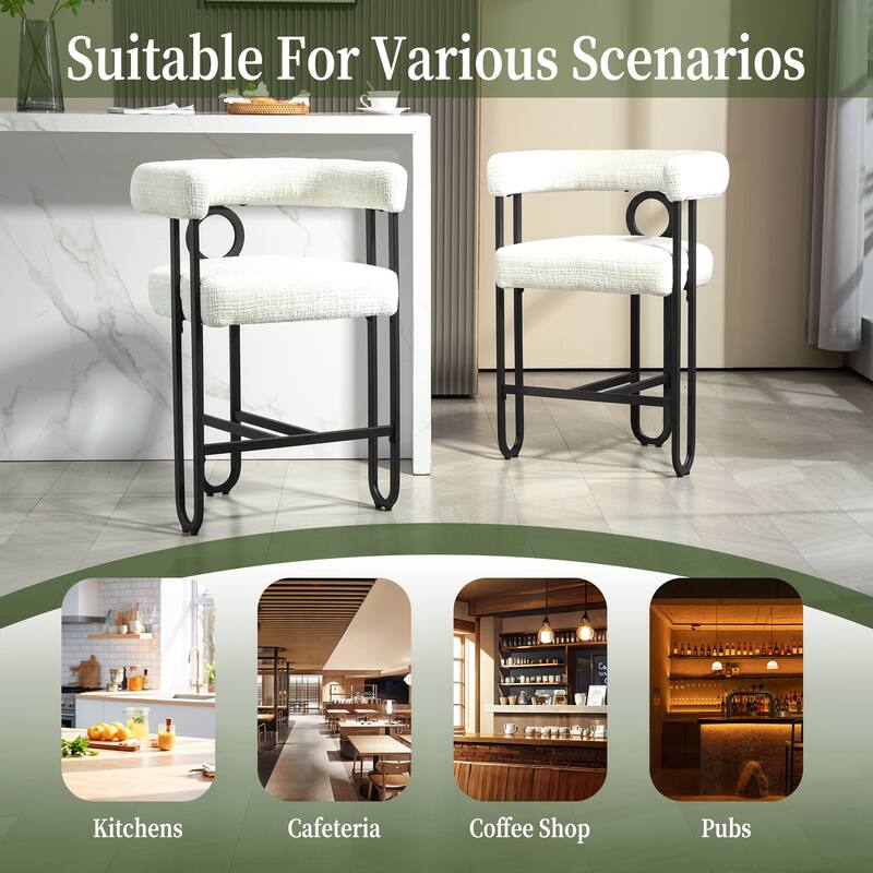 Modern Bar Stool with Back for Kitchen 2PCS