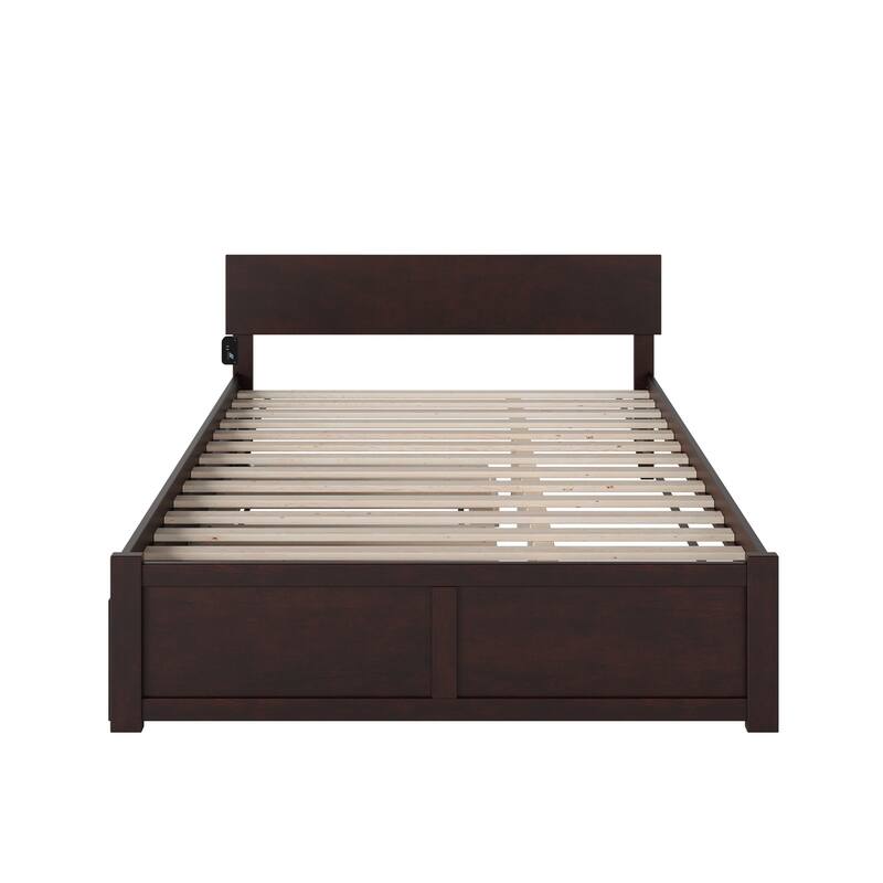 AFI Orlando Platform Bed with Footboard & Twin XL Trundle