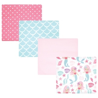 Hudson Baby Infant Girl Cotton Flannel Receiving Blankets, Mermaid, One Size - Mermaid - One Size