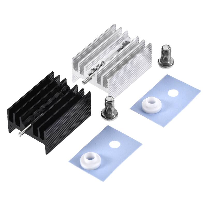 TO-220 Aluminum Heatsink Kit for MOSFET Transistor Diodes with a Pin - Black,Silver Tone