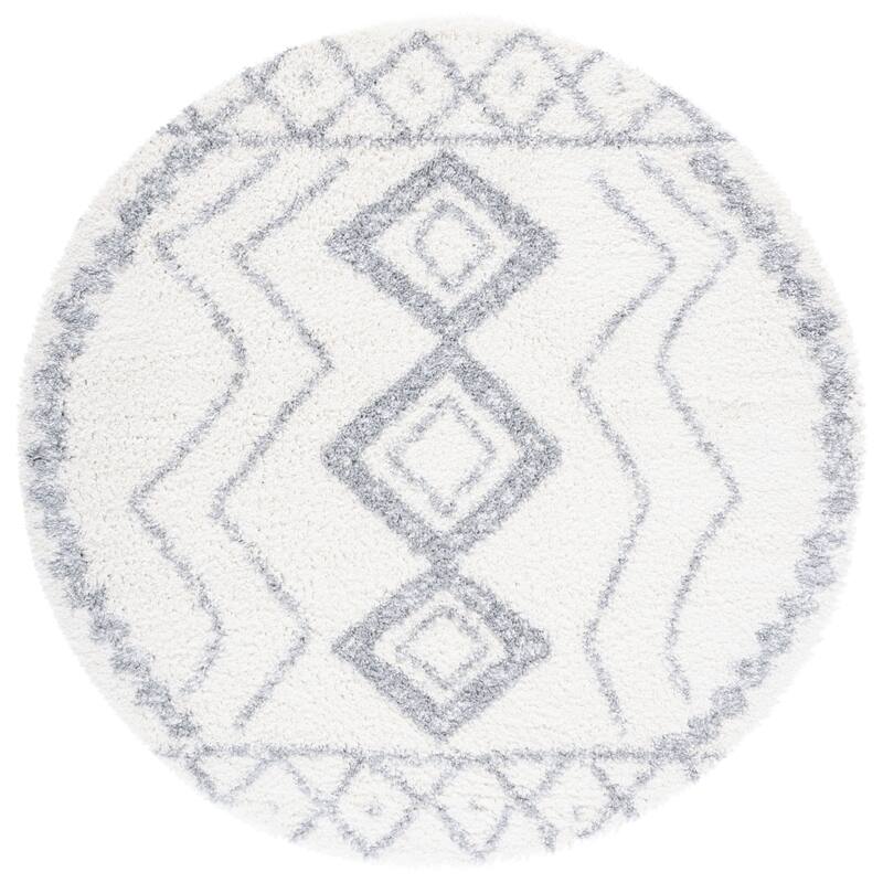 SAFAVIEH Parma Shag Marry Rug - 6'7" Round - Ivory/Grey