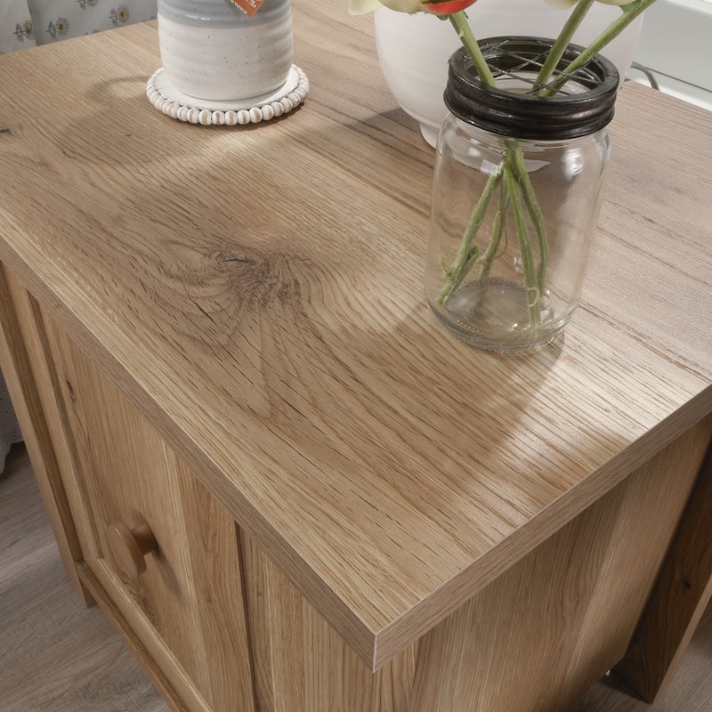 Brown Farmhouse Nightstand with Hidden Storage & Reversible Door