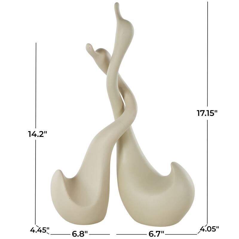 Beige Ceramic Intertwined Swan Decorative Sculpture (Set of 2)