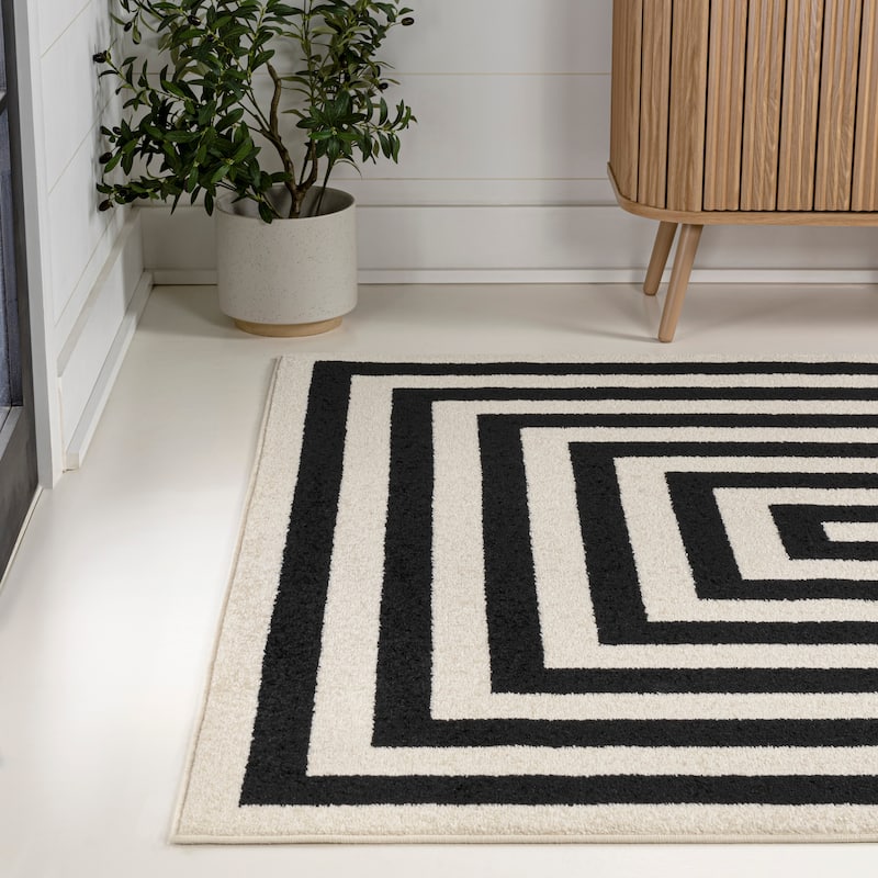 JONATHAN Y Olivier Modern Classic Mitre Stripe Brown/Ivory Rug