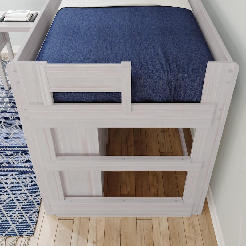 Max and Lily Farmhouse Twin Low Loft with Dresser, Bookcase and Desk