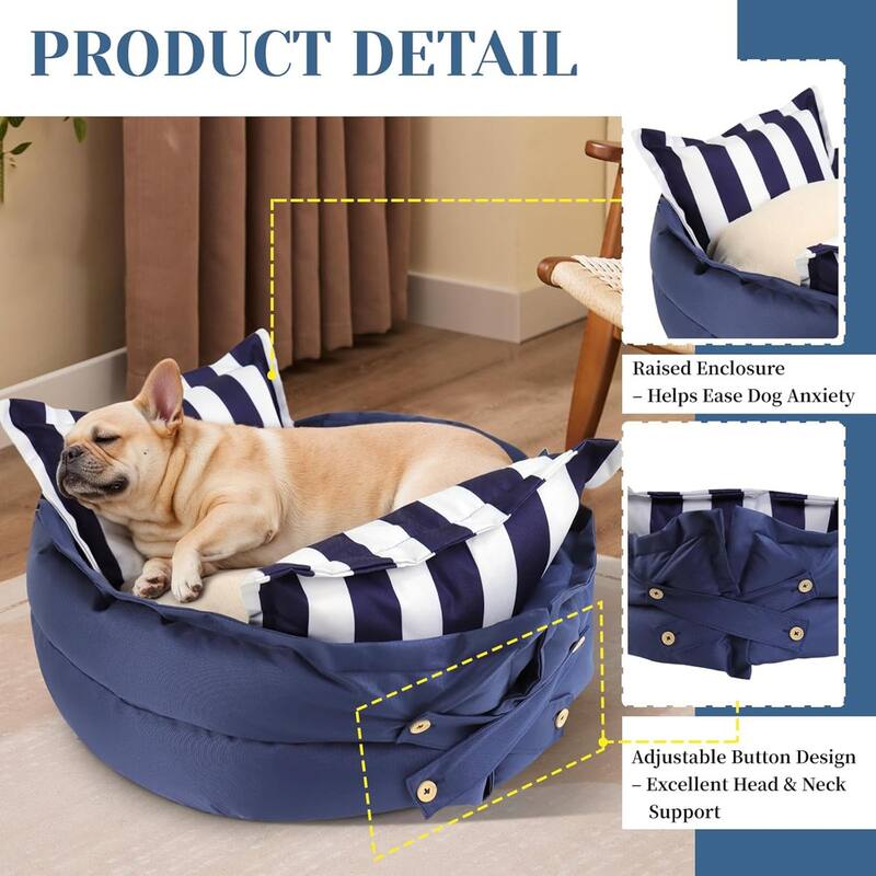 WOWMAX Calming Dog Bed For Medium Size Dogs, With Removable Washable Cover, Anti Anxiety Dogs Beds, With Non Slip Bottom