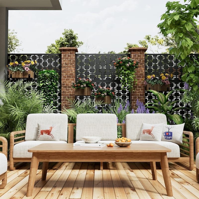 6 ft. H x 4 ft. Metal Privacy Screen Free Standing - 72*47 - Black
