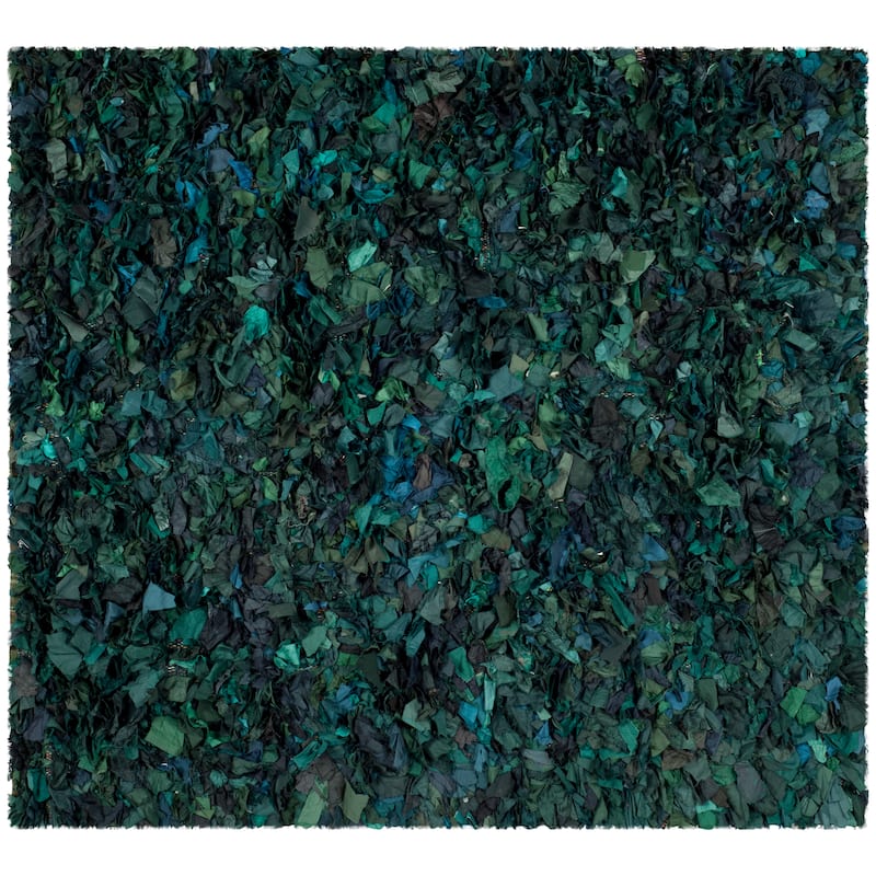 SAFAVIEH Handmade Rio Shag Chihoko 3.5-inch Extra Thick Decorative Rug - 6' Square - Green/Multi