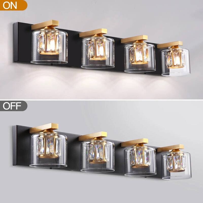 Kolt Black & Gold Traditional 4-Light Bathroom Vanity Light