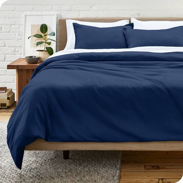 Bare Home Soft Hypoallergenic Microfiber Duvet Cover and Sham Set - Dark Blue - King - Cal King