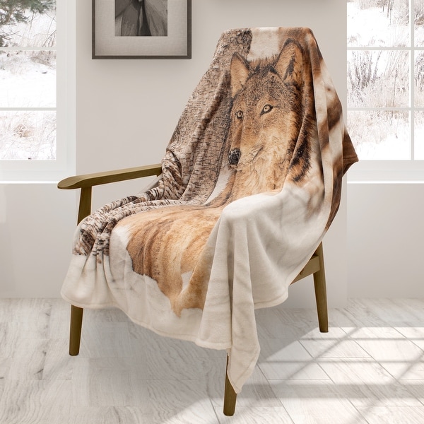 Grey wolf blanket cheap