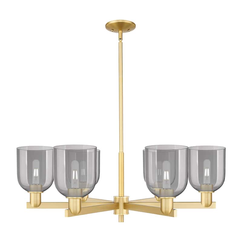 Innovations Lighting Endless Possibilities Arcadia - Bella - 6 Light 35" Stem Hung Chandelier - Satin Gold/Light Smoke