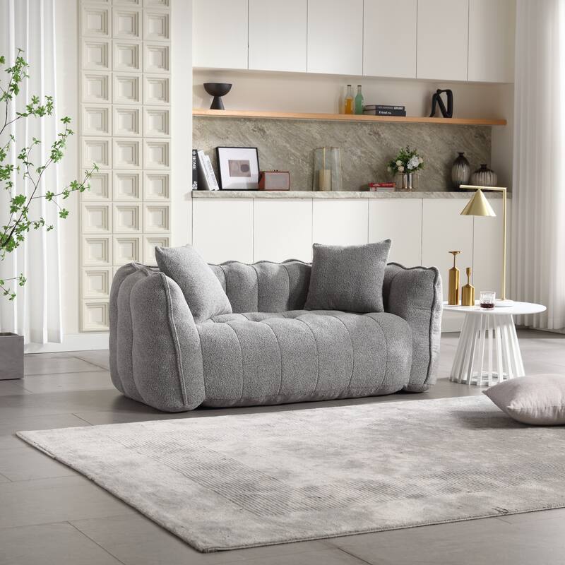 66-Inch Chenille Upholstered Loveseat with Pillows