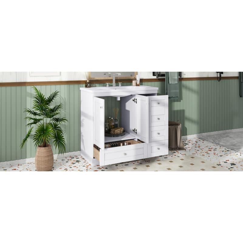 36 inch Shaker Style Free-Standing Bathroom Vanity Cabinet with Sink