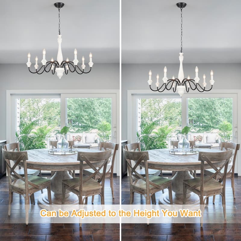 8-Light Farmhouse Candle Style Chandelier for Dining Room Living Room Bedroom Kitchen - W31.49"x H20.66"