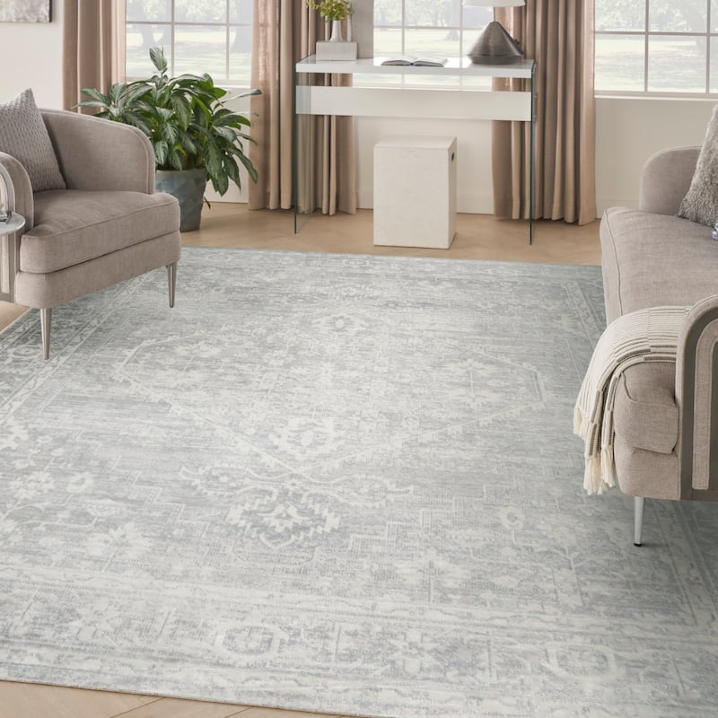 Nourison Astra Machine Washable Distressed Area Rug - 10' x 14' - Light/Grey