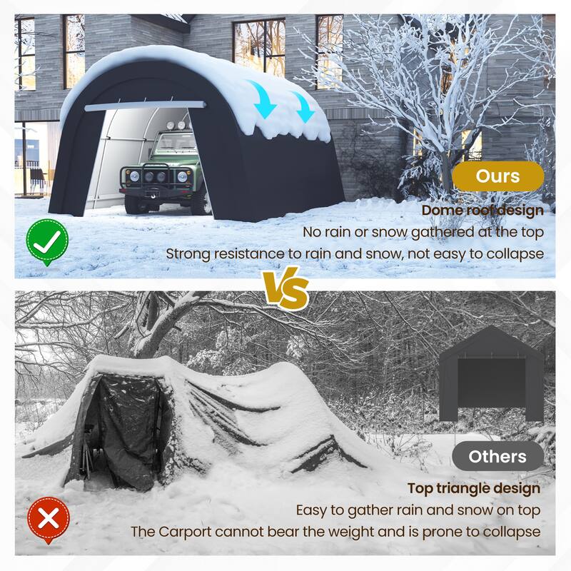 12' x 25'Portable Domed Carport with 2 Roll-up Doors