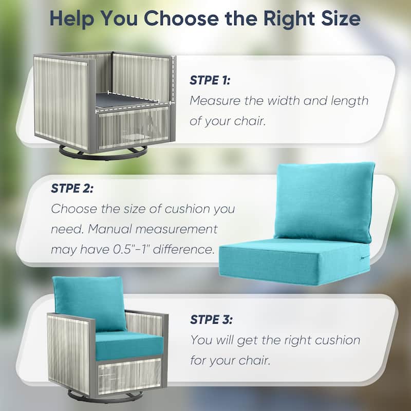 2 Pairs 6 Inch Seat & Back Cushion - Blue - 6 Inch