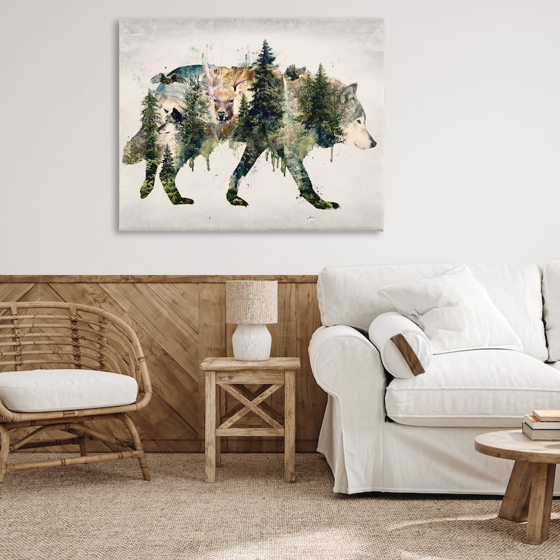 Stupell Woodland Wildlife Wolf Contour Canvas Wall Art Design By Barrett Biggers