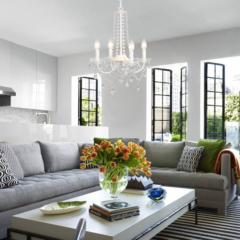 4-Light Candle Style Chandelier, Classic Crystal Chandelier, Traditional Chandelier with Crystal Accents for Living Room Bedroom
