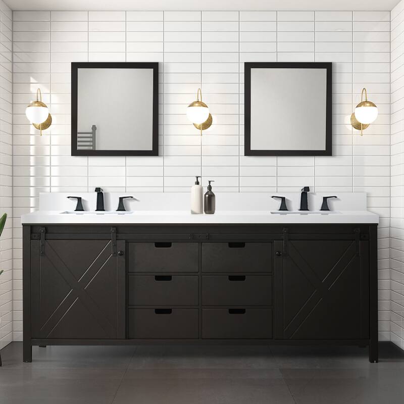 Marsyas Brown Bath Vanity, Cultured Marble Countertop and Mirrors