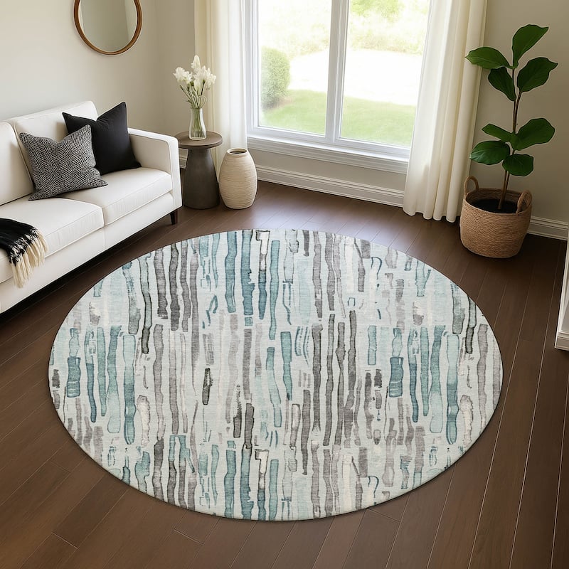 Premium Washable Super Soft Modern Stripes Mayfield Rug - Teal - 8' x 8'