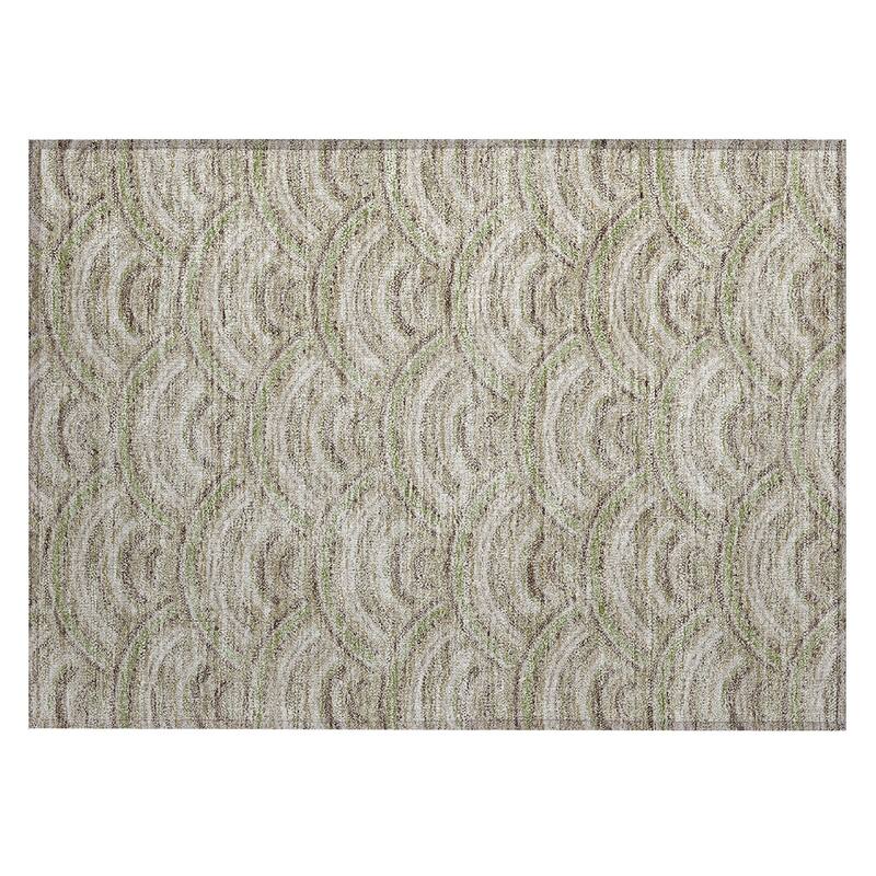 Machine Washable Indoor/ Outdoor Modern Mosaic Chantille Rug