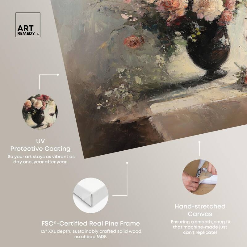 Roses and Red Wine Canvas by Art Remedy, Gallery Wrapped