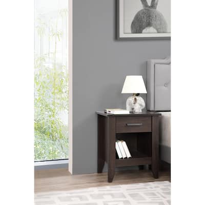 Wenge Nightstand 24x21x18 Modern Bedside Table with Rich Finish, Sleek Profile, Sturdy Build and Compact Storage Space