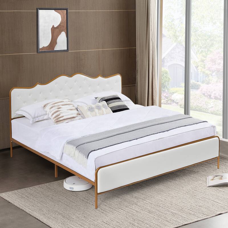 Full Queen King size metal frame bed bedroom