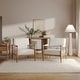 preview thumbnail 8 of 8, Spencer Boucle Accent Chair, Bohemian Armchair with Solid Wood Frame and Upholstered Foam Cushion Set of 2 - Cream/Light Brown