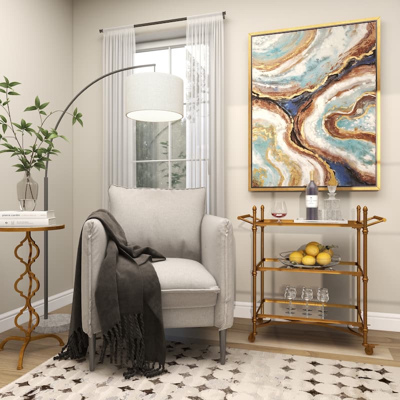 Metal Contemporary Bar Cart with Wheels