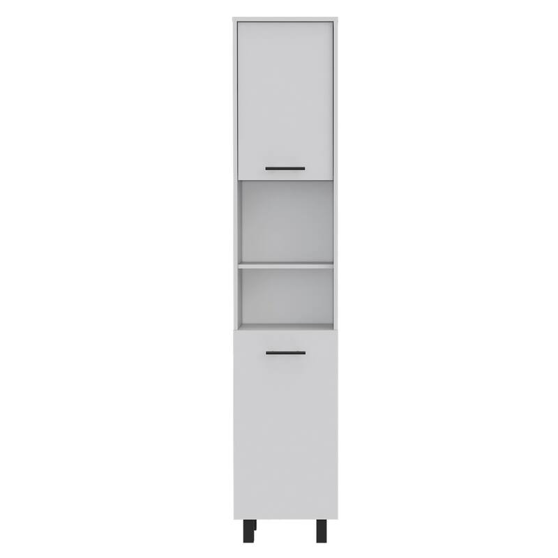 Hobart Pantry, Three Interior Shelves, Two Shelves, Two Cabinets - White