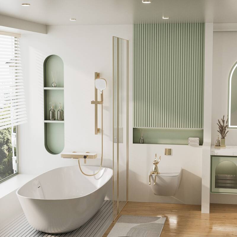 Modland Bathtub Faucet 2-Function Shower System with 3 Modes Handheld Shower,Height Adjustable Shower Slide Bar