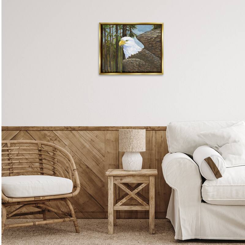 Stupell Woodland Eagle's View Framed Floater Canvas Wall Art Design By Paul Brent