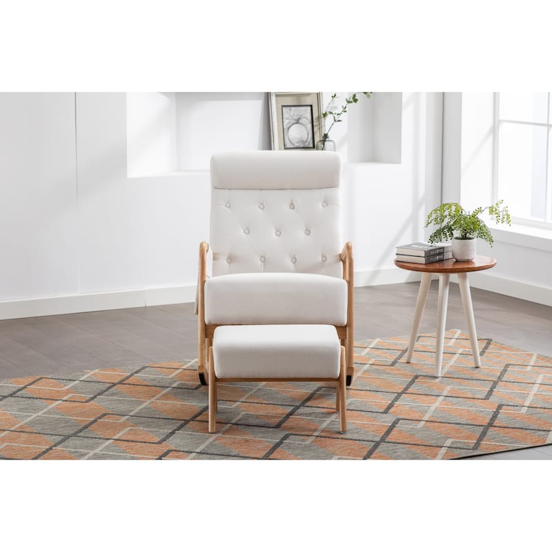 Rocking Chair With Ottoman Modern Upholstered Fabric Rocking Armchair