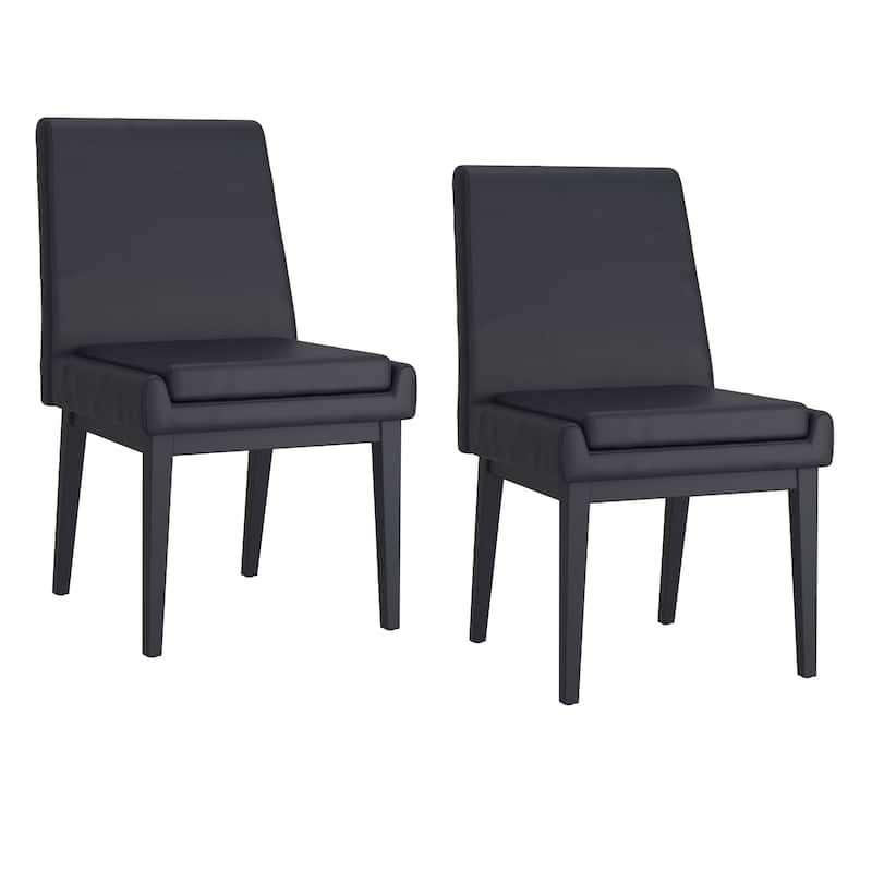Contemporary Faux Leather and Metal Dining Chair, Set of 2 - N/A