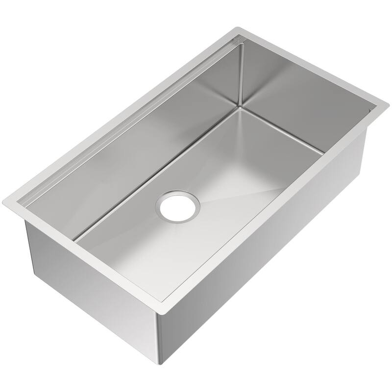 Whitehaus WHSW3319 33" Undermount Single Basin Stainless Steel Modern - Brushed Stainless Steel
