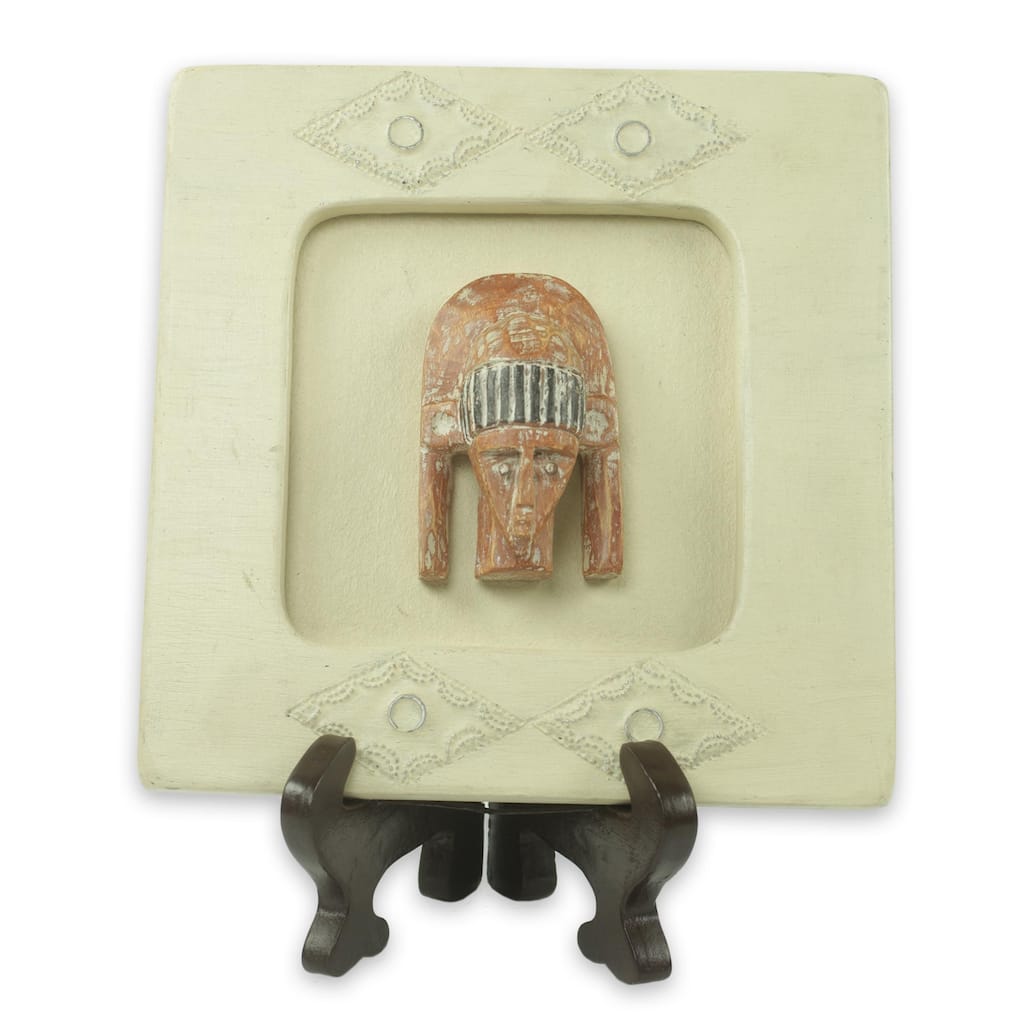 Novica Handmade Serene Pharaoh' African Wood Mask Box