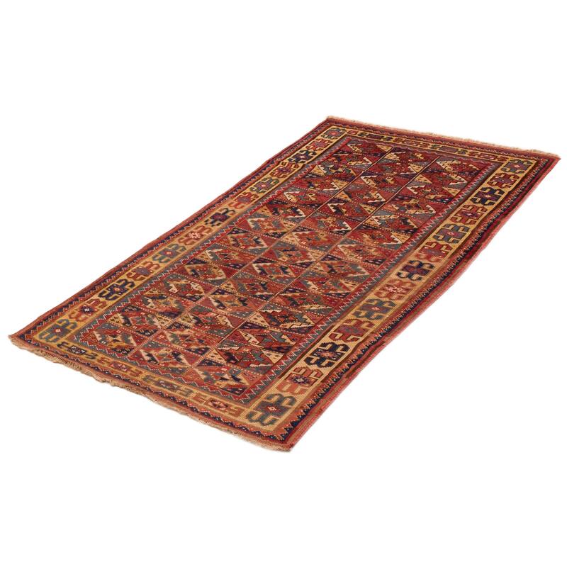 ECARPETGALLERY Hand-knotted Melis Red Wool Rug - 4'3 x 7'7