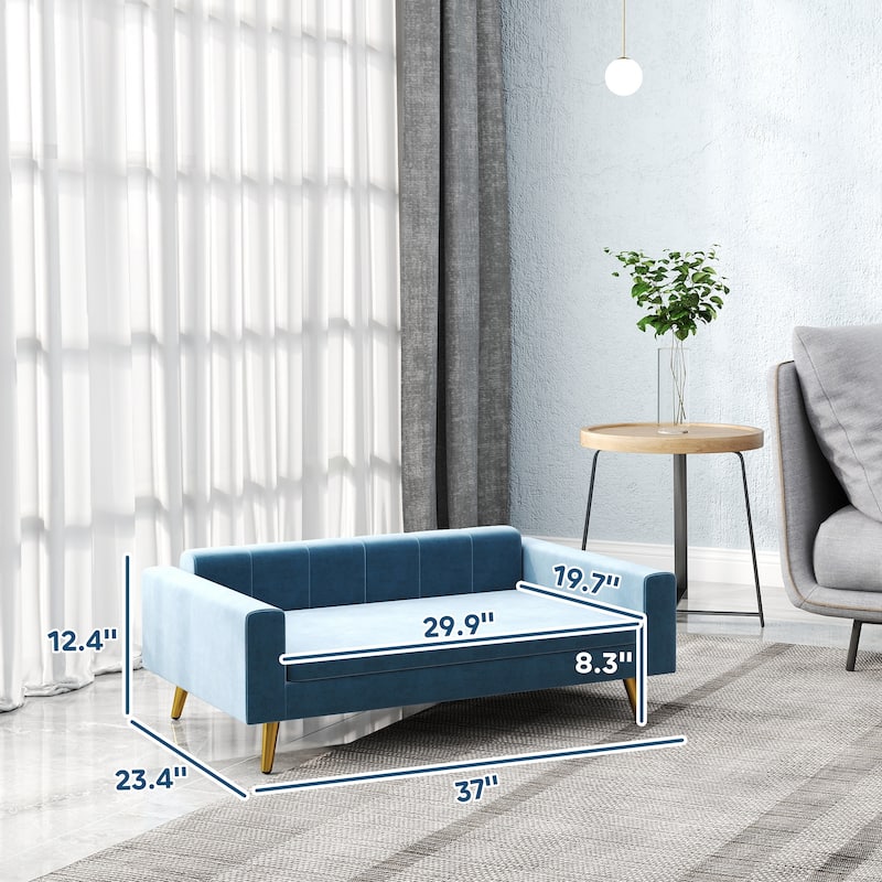 PawHut Dog Sofa, Pet Sofa Bed, Modern Velvety Dog Couch for Small to Medium Dogs, Dark Blue