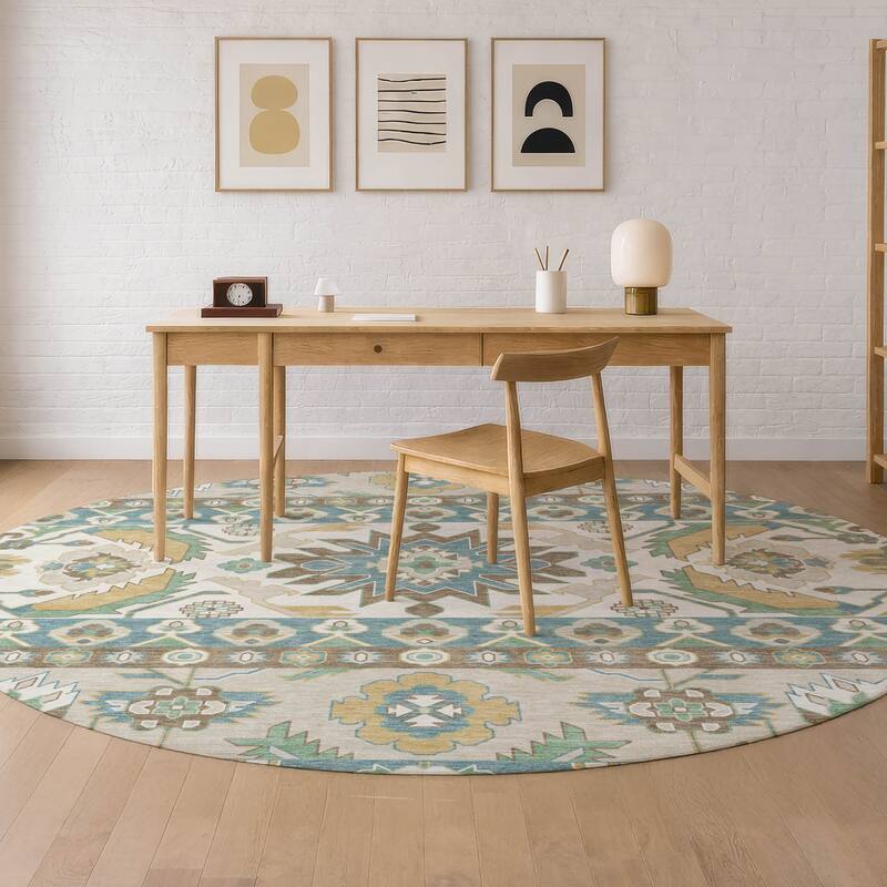 Machine Washable Indoor/ Outdoor Traditional Aspen Chantille Rug