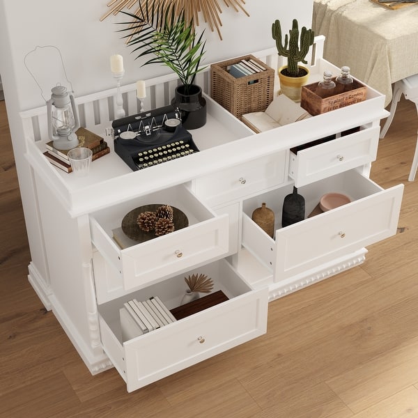 slide 2 of 16, White Baby Changing Table Dresser with 7 Drawers Nursery Storage Cabinet for Infant Essentials Chest
