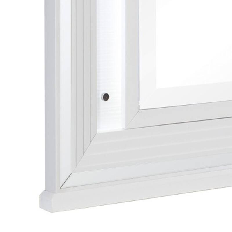 Wooden Frame Mirror with LED and Mirror Trim Accents, White