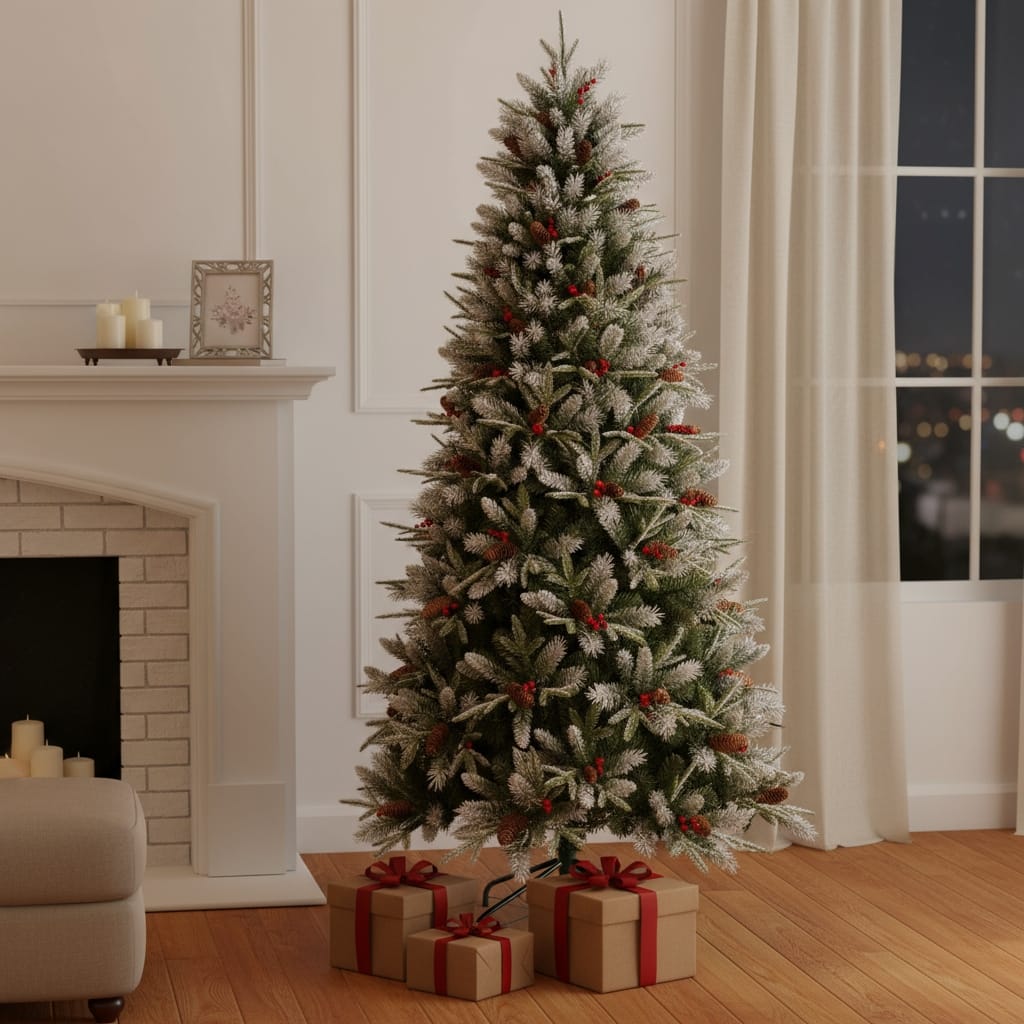 HomeRoots 6' Full Fir Christmas Tree With Decorations - Green - 42.00 in. x 72.00 in. x 42.00 in.