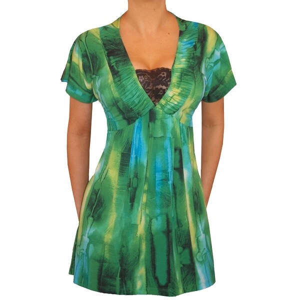 Funfash Plus Size Black Green Lace Womens Top Slimming Shirt Blouse