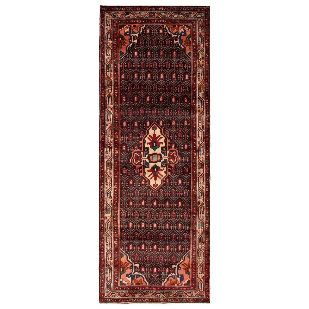 ECARPETGALLERY Hand-knotted Anadol Navy, Red Wool Rug - 3'7 x 9'10
