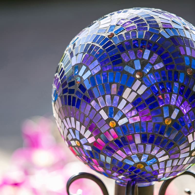 10" Gazing Ball, Mosaic Blooming, Purple