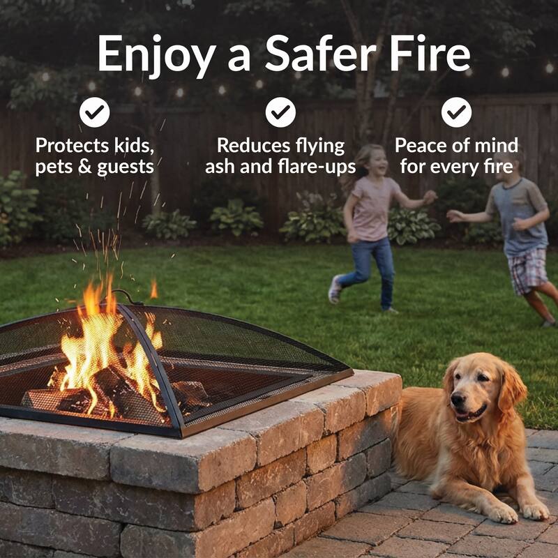 Sunnydaze Square Outdoor Fire Pit Spark Screen - 31" Square