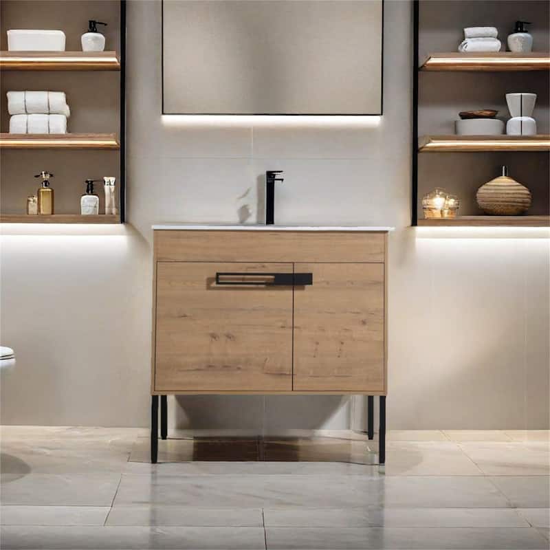 Bathroom Vanity with Sink - Imitative Oak